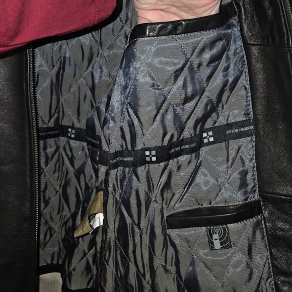 Boston Harbour Black Genuine Leather Jacket, Size Large - Picture 4 of 11